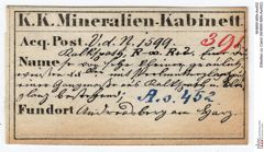 Etiketten zu Calcit (NHMW-MIN-As452)